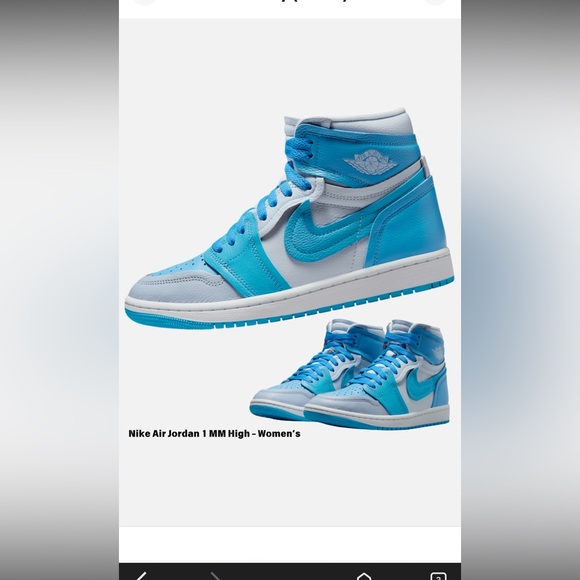 Nike Air Jordan 1 MM High Women's Sky Blue Sneakers - Picture 1 of 7